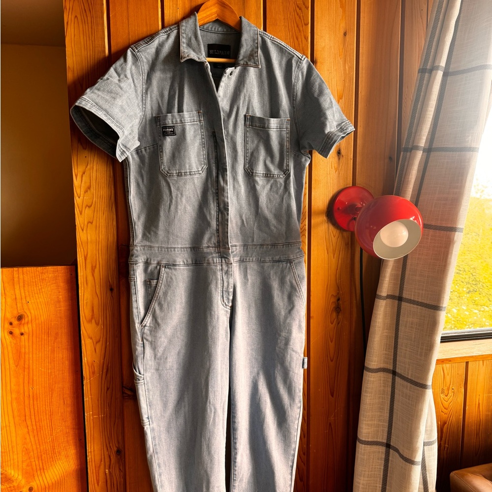 Wildfang essential coverall- light wash denim size M